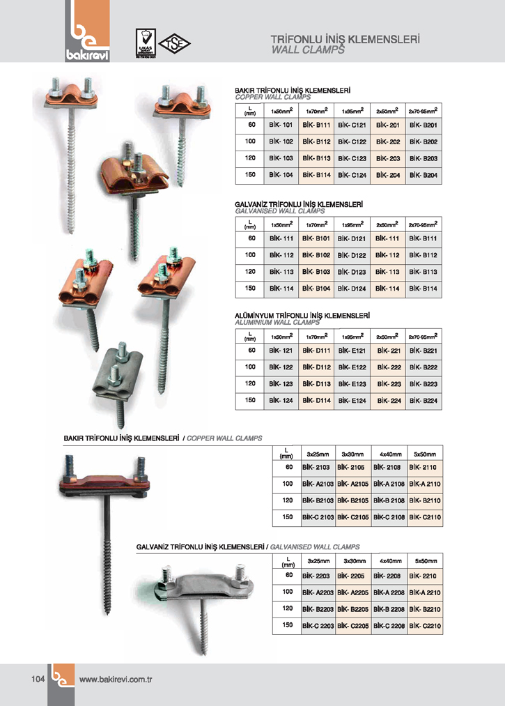 TRİFONLU-VİDALI İNİŞ VE TEST KLEMENSLERİ