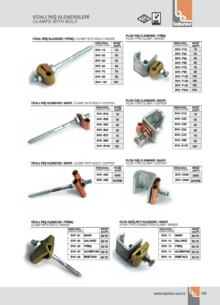 TRİFONLU-VİDALI İNİŞ VE TEST KLEMENSLERİ